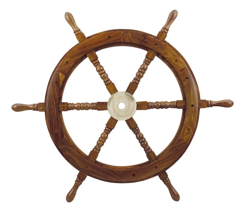Steuerrad, Holz mit Messingnabe