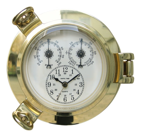 Uhr, Thermo- & Hygrometer im Bullauge