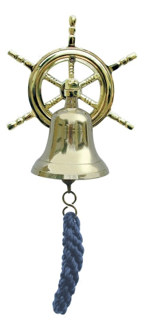 Glocke mit Steuerrad-Wandhalterung, Messing