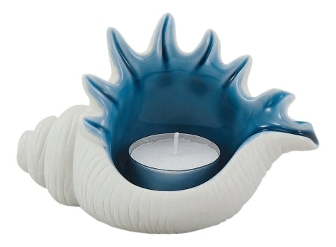 Muschel mit Teelicht, Steingut lackiert