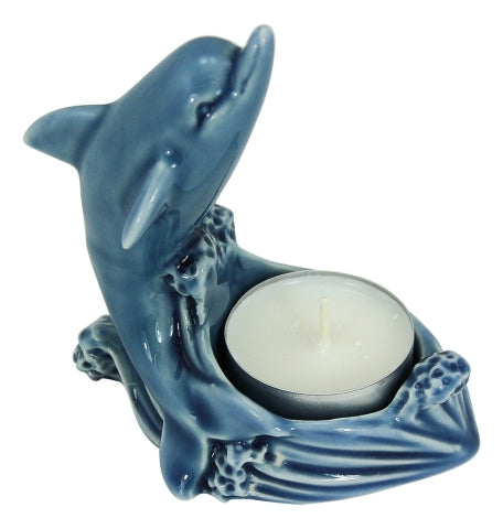 Teelicht Delfin, Steingut lackiert