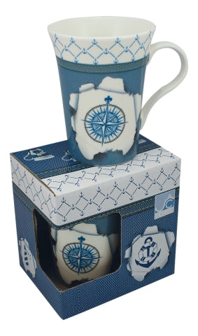 Tasse/Kaffeebecher Windrose, Porzellan