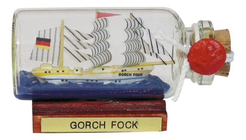 Flaschenschiff Gorch Fock, Miniatur 6 cm