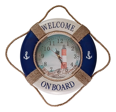 Uhr Rettungsring, Styropor/Glas, Ø 35 cm