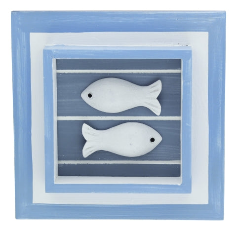 Fische im Rahmen, weiß/hellblau · SC 5457