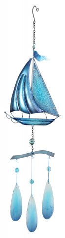 Windspiel Segelboot, Metall/Glas