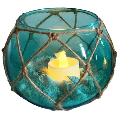 Fischerkugel-Teelicht, meeresblau, Ø 12,5 cm