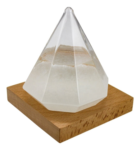 Sturmglas in Diamantenform, mit Holzsockel · SC 5972