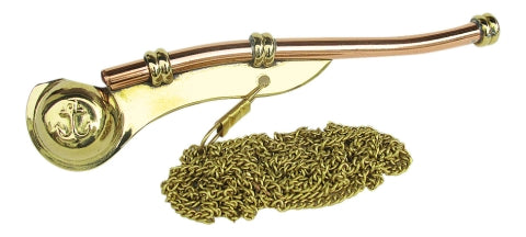 Bootsmannspfeife mit Kette, Messing/Kupfer