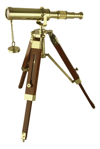 Teleskop auf Stativ, Messing/Holz
