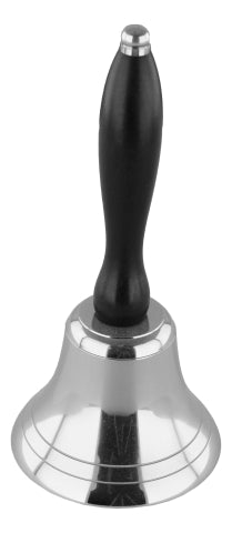 Handglocke, Messing vernickelt mit schwarzem Holzgriff