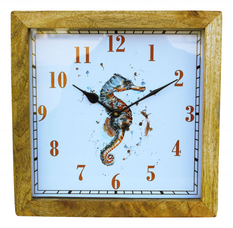 Wanduhr Seepferdchen, Mangoholz · SC 9593