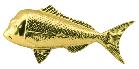 Wandhänger Fisch, Aluminium vermessingt