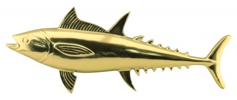 Wandhänger Fisch, Aluminium vermessingt