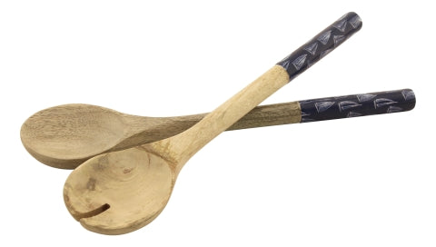 Salat-Besteck Segelboote, Mango-Holz emailliert · SC 9715