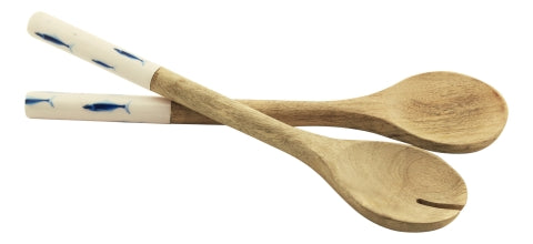 Salat-Besteck Fische, Mango-Holz emailliert · SC 9725