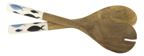 Salat-Besteck Fische, Mango-Holz emailliert · SC 9737