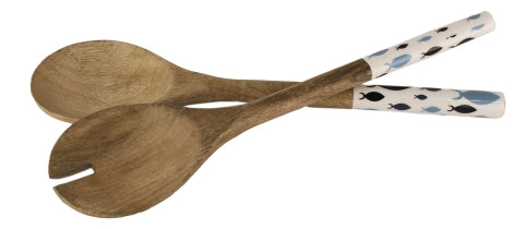 Salat-Besteck Fische, Mango-Holz emailliert · SC 9738