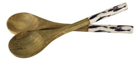 Salat-Besteck Fische, Mango-Holz emailliert · SC 9755