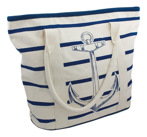 Shopping-Tasche mit Ankerdruck, beige/blau