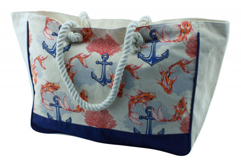 Shopping-Tasche Anker&Fische, bunt/blau
