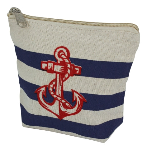 Kosmetikbeutel Anker & Streifen, beige/blau/rot