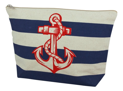 Kosmetikbeutel Anker & Streifen, beige/blau/rot