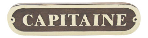 Türschild CAPITAINE aus Holz und Messing – SEA-CLUB 7650