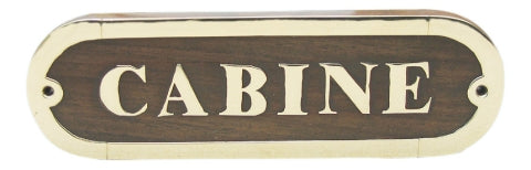 Türschild CABINE aus Holz und Messing – SEA-CLUB 7652