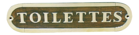 Türschild TOILETTES aus Holz und Messing – SEA-CLUB 7654