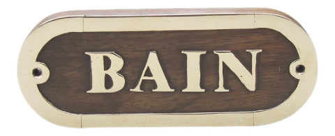 Türschild BAIN aus Holz und Messing – SEA-CLUB 7656