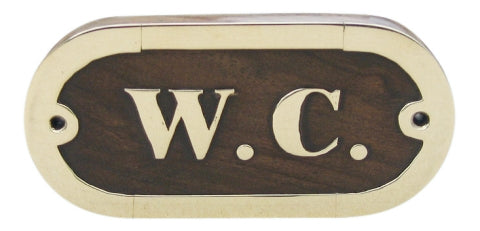Türschild W.C. aus Holz und Messing – SEA-CLUB 7657