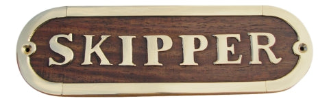 Türschild SKIPPER aus Holz und Messing – SEA-CLUB 7670