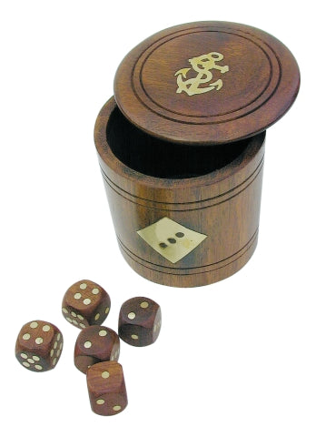 Holz-Würfelbecher mit fünf Würfeln – SEA-CLUB 8024