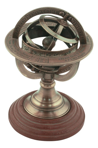 Kleine Armillarsphäre auf Holzsockel, 14 cm – SEA-CLUB 8569