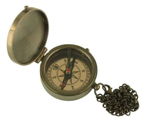 Antiker Kompass mit Deckel und Kette – SEA-CLUB 8575
