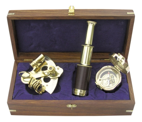 Marine-Set mit Sextant, Teleskop und Kompass – SEA-CLUB 9034