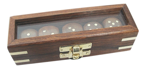 Würfelbox mit Glasdeckel und fünf Würfeln – SEA-CLUB 9137