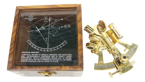 Sextant in Holzbox mit Glasdeckel – SEA-CLUB 9198