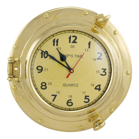 Bullaugenuhr aus Messing, 28,5 cm – SEA-CLUB 9238