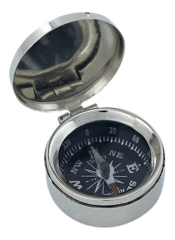 Vernickelter kleiner Kompass mit Deckel – SEA-CLUB 9239N
