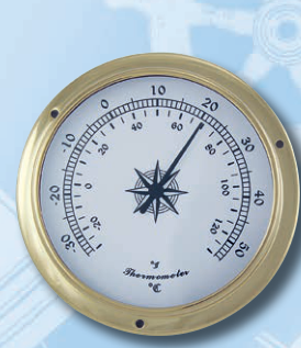 Maritimes Thermometer aus Messing, 11,5 cm
