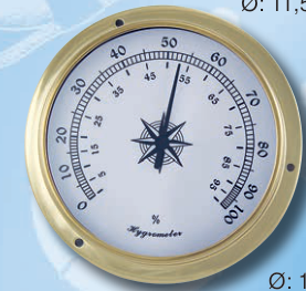 Maritimes Hygrometer aus Messing, 11,5 cm