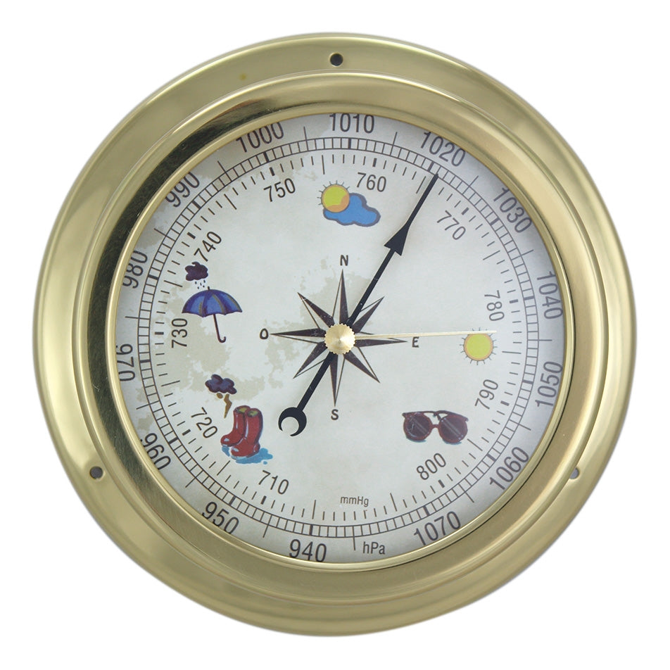 Barometer aus Messing mit Design-Zifferblatt, Ø 14,5 cm