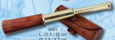 Messing-Lederteleskop mit Etui, 32 cm