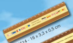 Lineal mit Flaggenzahlen aus Holz und Messing