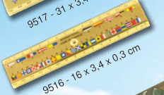 Flaggenalphabet-Lineal aus lackiertem Messing, 16 cm
