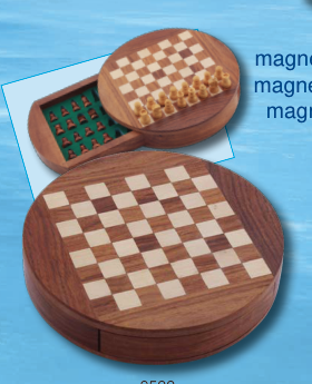 Magnetisches Schachspiel aus Holz, rund