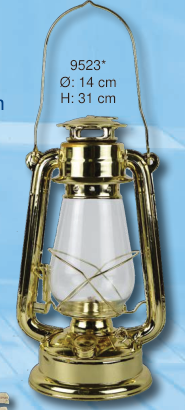 Petroleum-Sturmlaterne in Messingfarbe, 31 cm