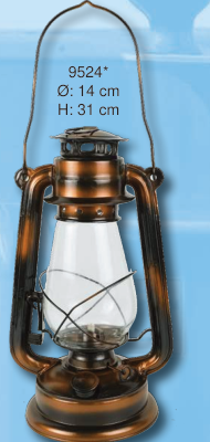 Petroleum-Sturmlaterne in Bronzefarbe, 31 cm